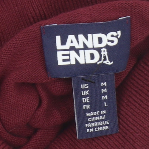 Lands' End Women's Red Cotton Roll Neck Knit Jumper Size M