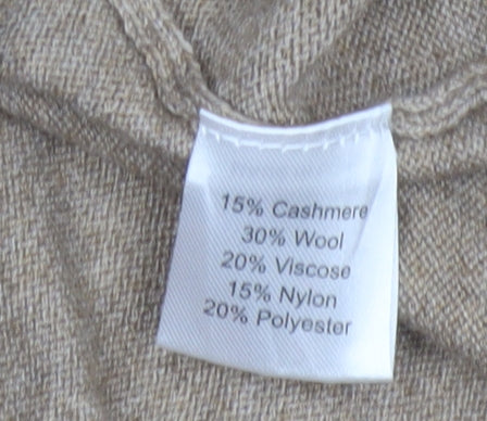Kallspin Men's Beige S Cashmere Wool Blend Button Cardigan Pockets