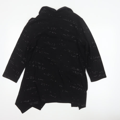 Saloos Women Black XL Cowl Neck Rhinestone Knit Tunic Jumper