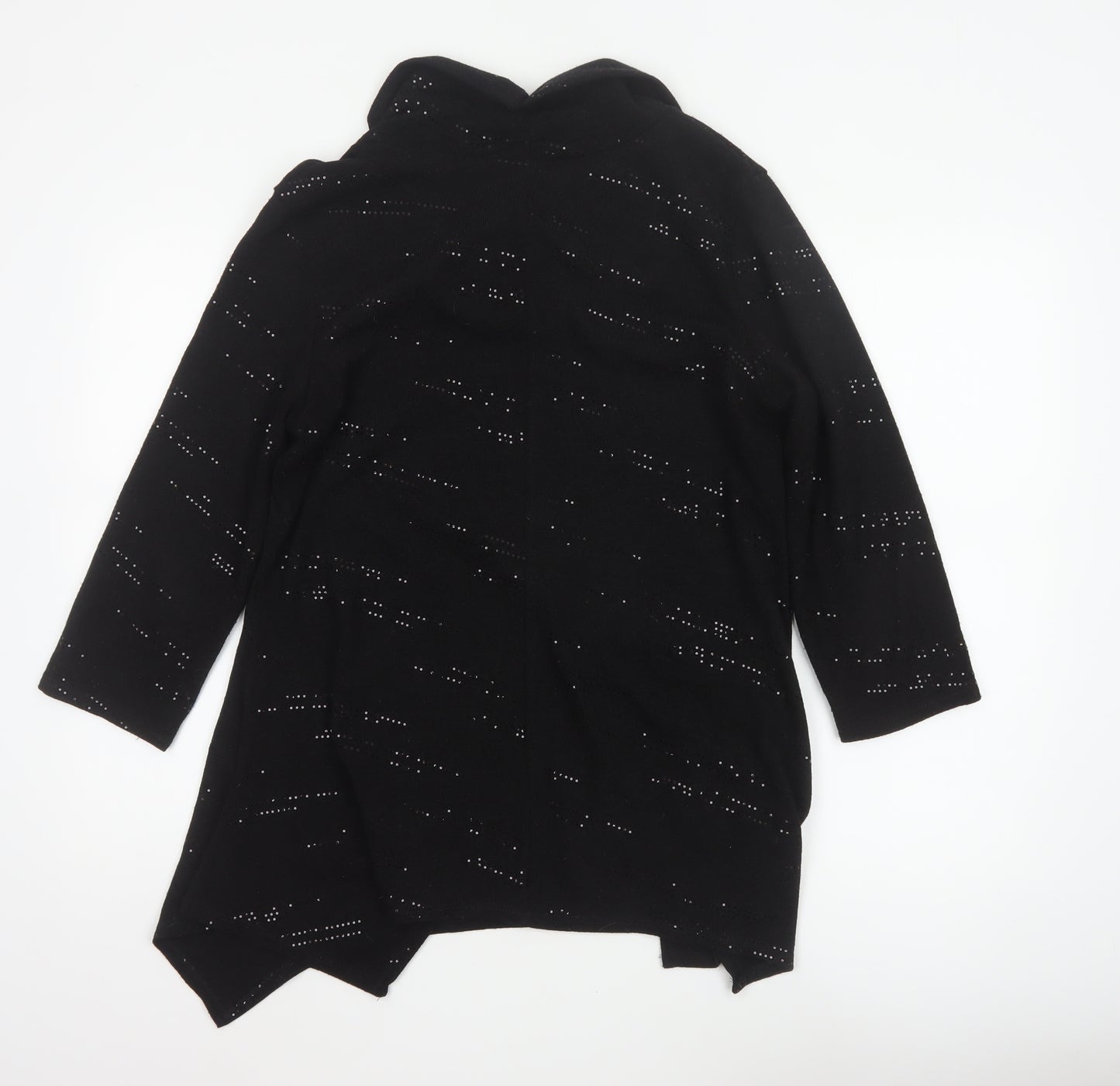 Saloos Women Black XL Cowl Neck Rhinestone Knit Tunic Jumper
