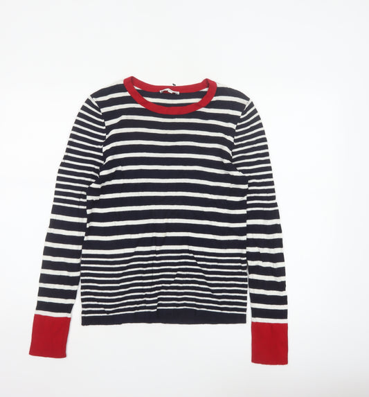 Warehouse Women's Multicoloured Stripe Knit Jumper UK 12 Crew Neck