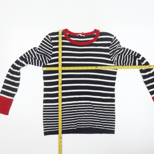 Warehouse Women's Multicoloured Stripe Knit Jumper UK 12 Crew Neck