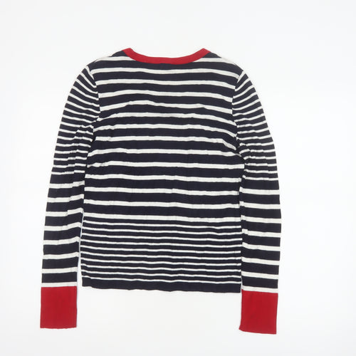 Warehouse Women's Multicoloured Stripe Knit Jumper UK 12 Crew Neck