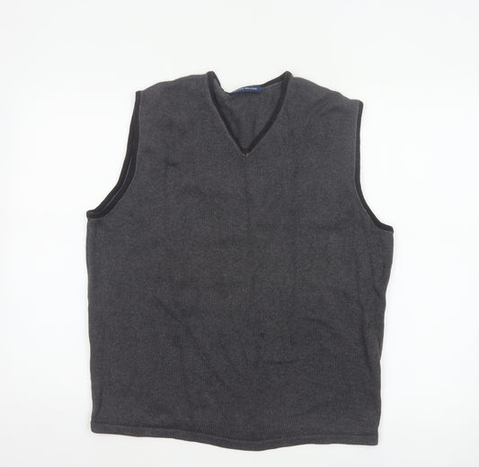 River Island Men’s Grey Cotton V-Neck Knit Vest Jumper Size L