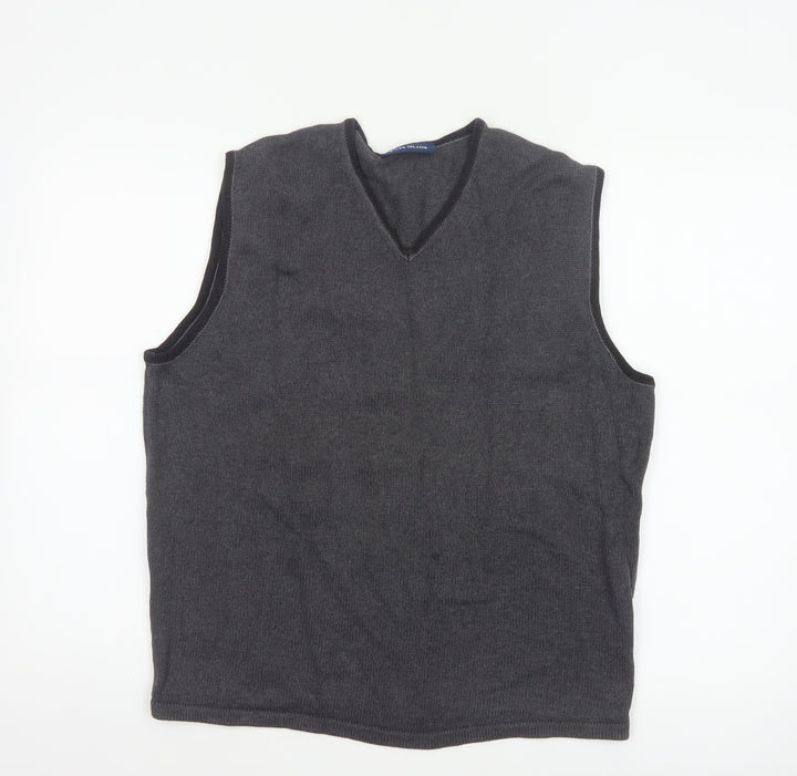River Island Men’s Grey Cotton V-Neck Knit Vest Jumper Size L
