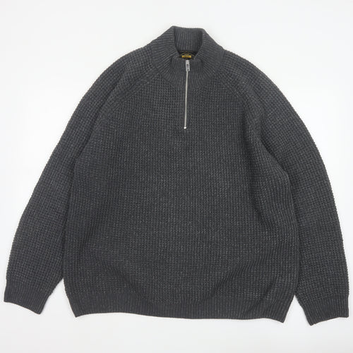 Next Men’s Grey XL 1/4 Zip Chunky Knit High Neck Jumper