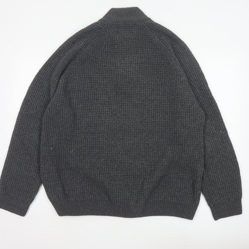 Next Men’s Grey XL 1/4 Zip Chunky Knit High Neck Jumper