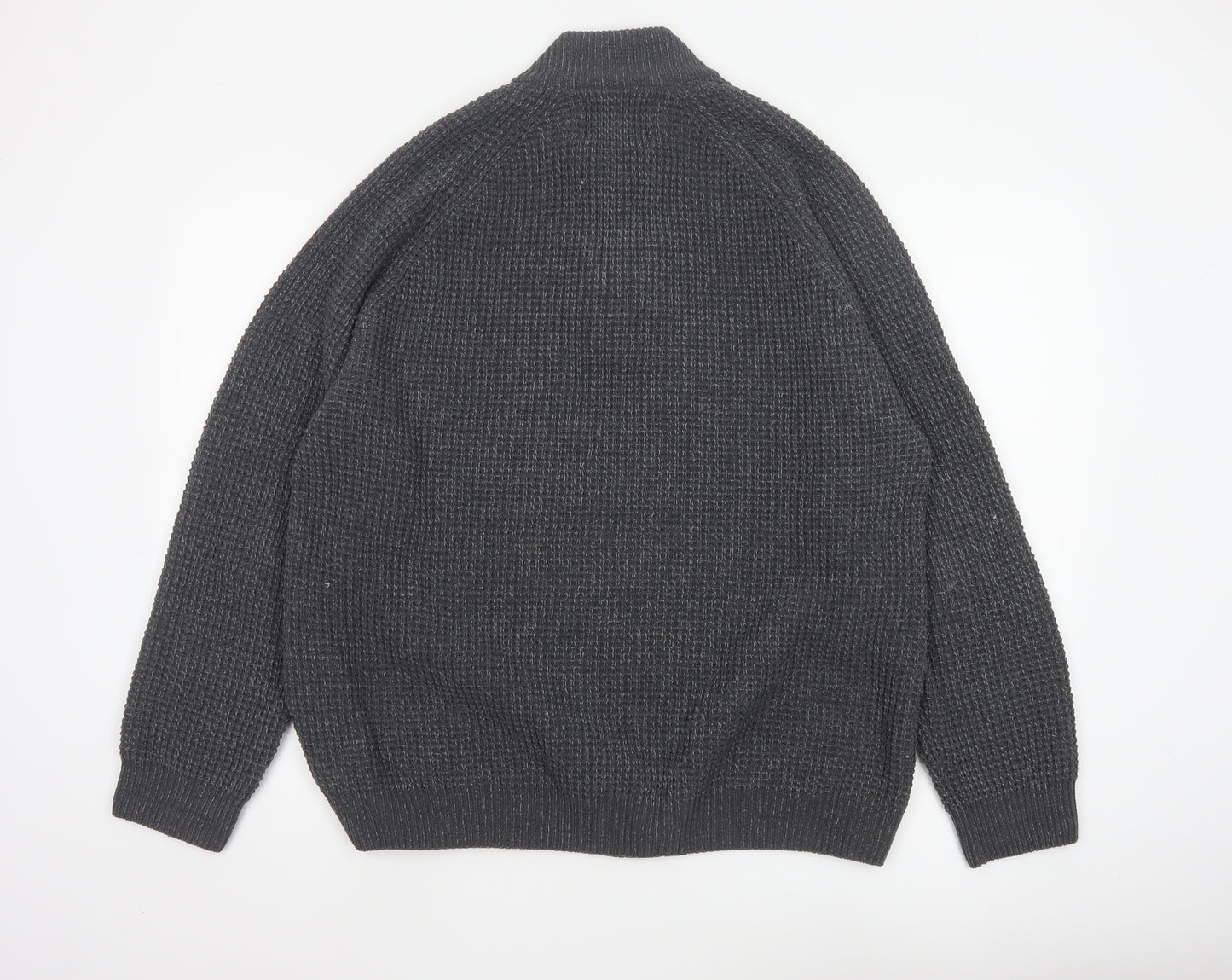 Next Men’s Grey XL 1/4 Zip Chunky Knit High Neck Jumper