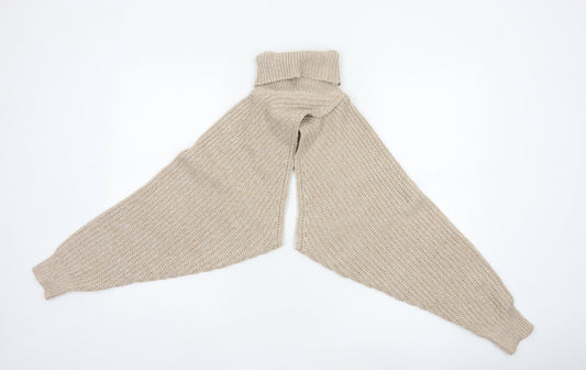 PrettyLittleThing Women Beige S Chunky Knit Roll Neck Shrug