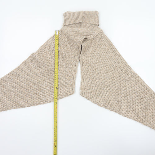 PrettyLittleThing Women Beige S Chunky Knit Roll Neck Shrug