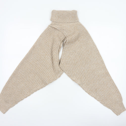PrettyLittleThing Women Beige S Chunky Knit Roll Neck Shrug