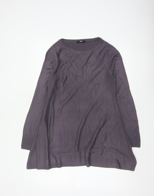 Marks & Spencer Women Purple UK 12 Long Sleeve Round Neck Tunic Jumper