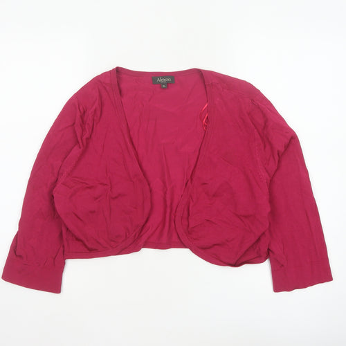 Alexon Women’s Pink XL Open Front Cropped Knit Cardigan Long Sleeve