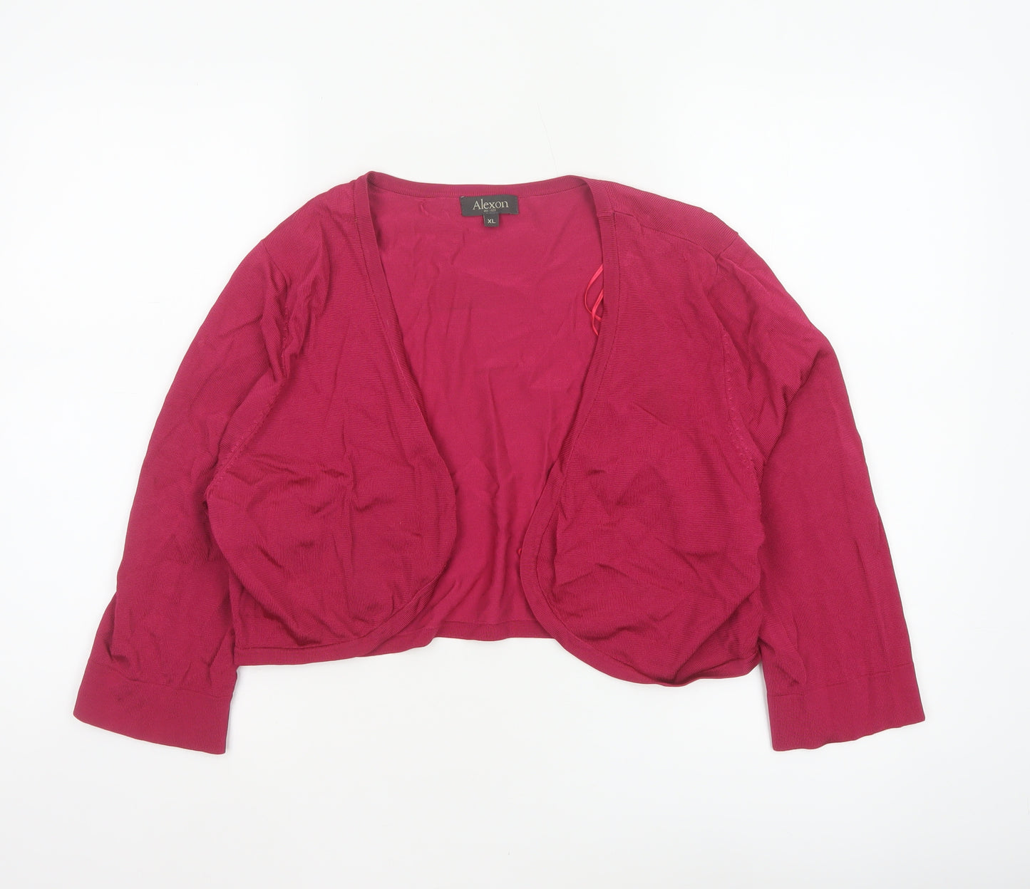 Alexon Women’s Pink XL Open Front Cropped Knit Cardigan Long Sleeve