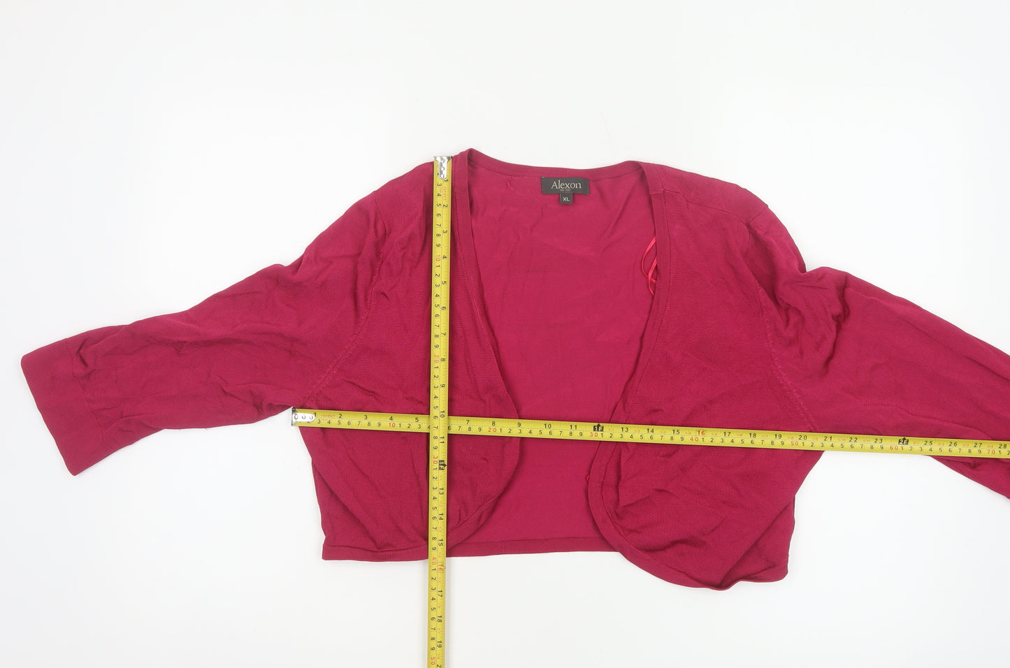 Alexon Women’s Pink XL Open Front Cropped Knit Cardigan Long Sleeve