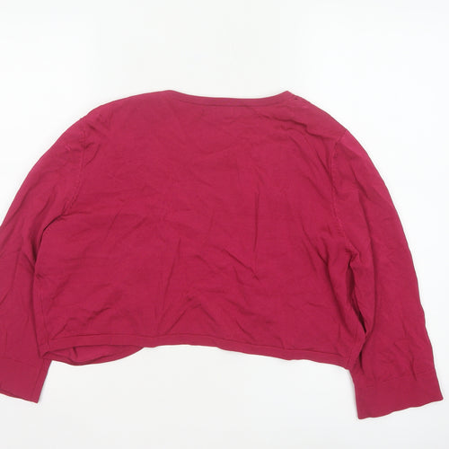 Alexon Women’s Pink XL Open Front Cropped Knit Cardigan Long Sleeve