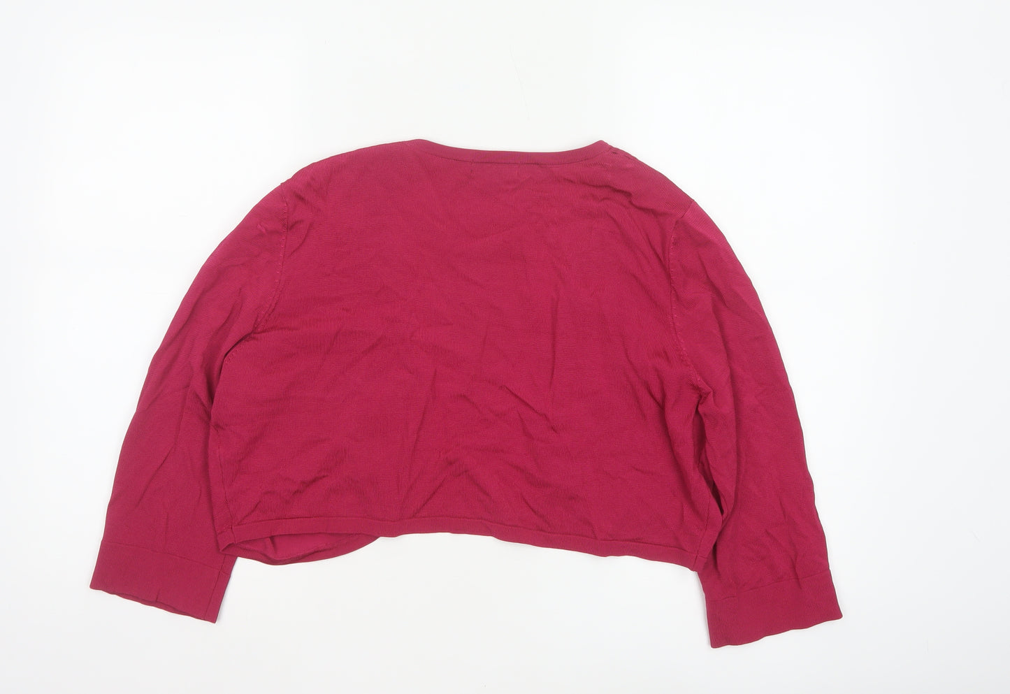 Alexon Women’s Pink XL Open Front Cropped Knit Cardigan Long Sleeve