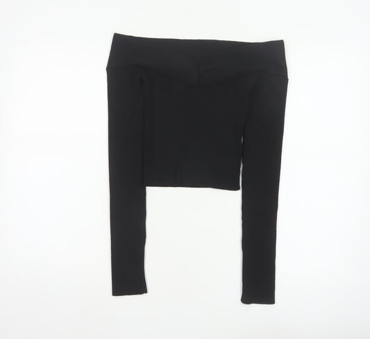 H&M Divided Women’s Black S Off Shoulder Rib Knit Slim Jumper