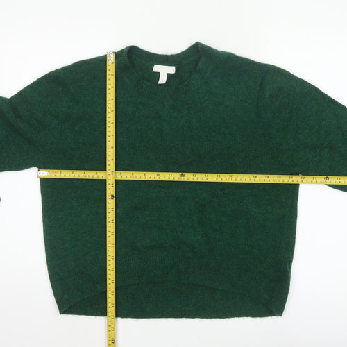 H&M Women Green S Crew Neck Knit Raglan Sleeve Pullover Jumper