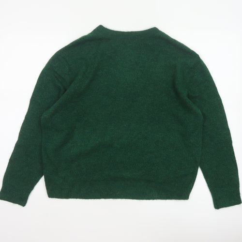H&M Women Green S Crew Neck Knit Raglan Sleeve Pullover Jumper