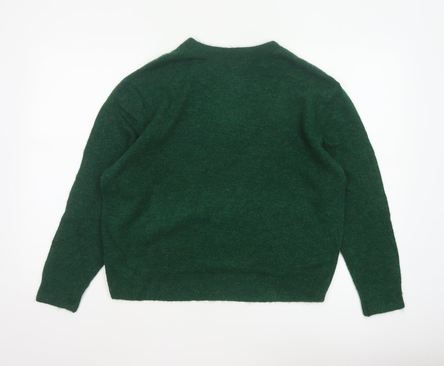 H&M Women Green S Crew Neck Knit Raglan Sleeve Pullover Jumper