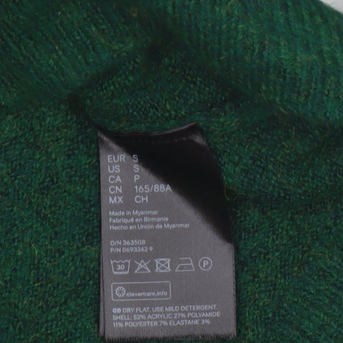 H&M Women Green S Crew Neck Knit Raglan Sleeve Pullover Jumper