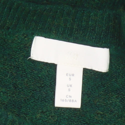 H&M Women Green S Crew Neck Knit Raglan Sleeve Pullover Jumper