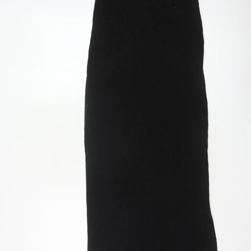 New Look Women Black S Long Rib Knit Stretch Pencil Maxi Skirt