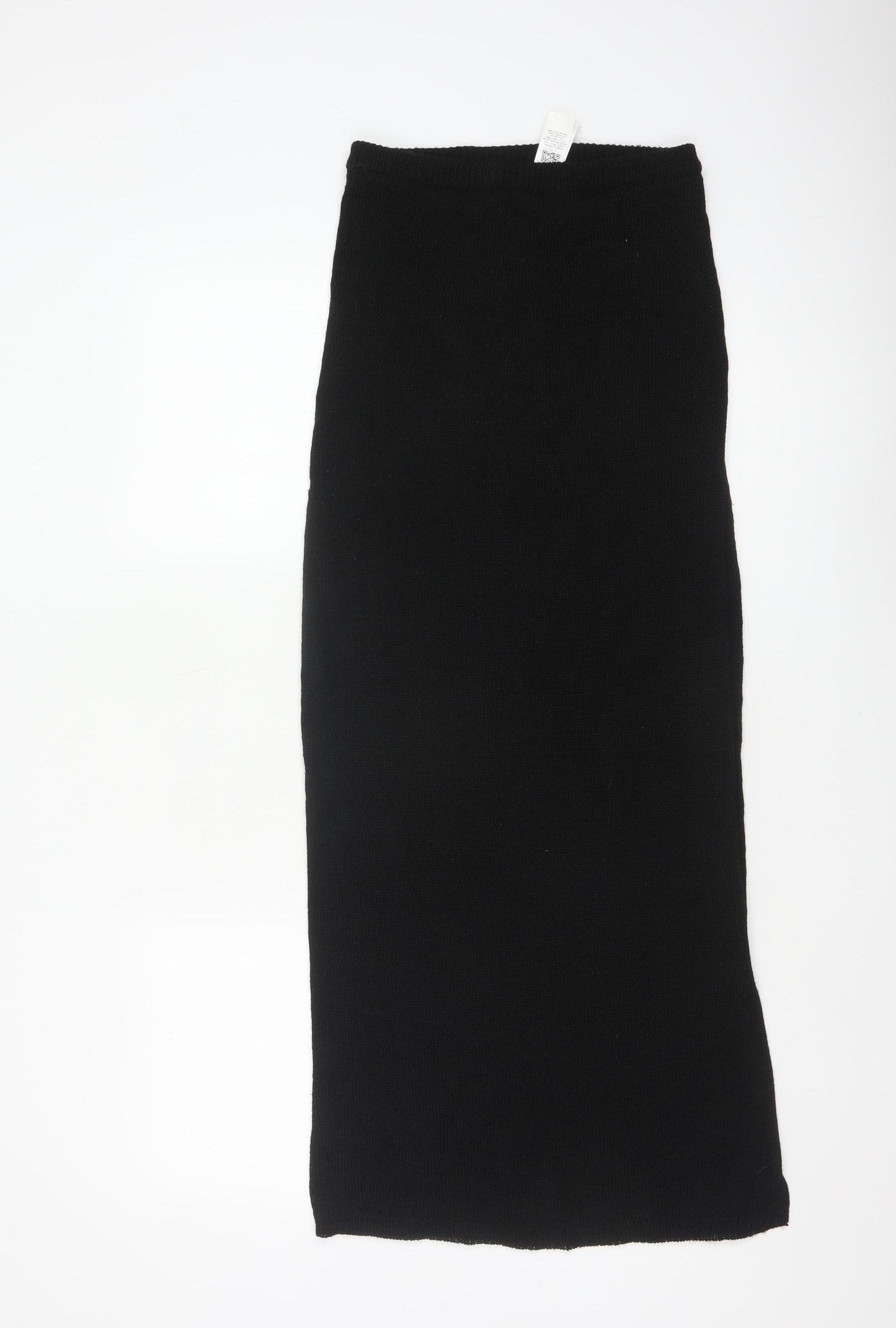 New Look Women Black S Long Rib Knit Stretch Pencil Maxi Skirt