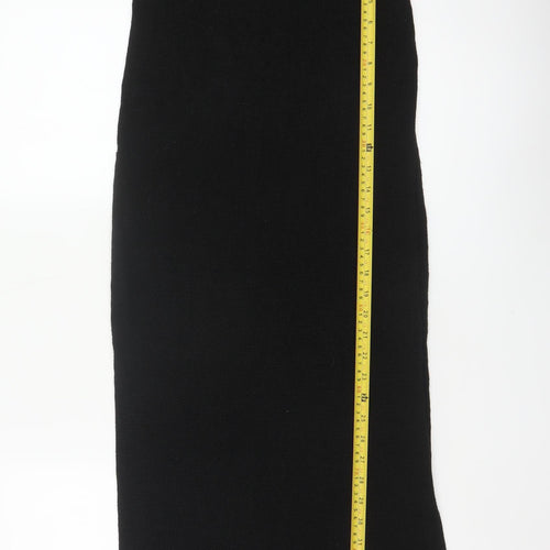 New Look Women Black S Long Rib Knit Stretch Pencil Maxi Skirt