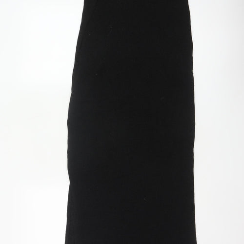 New Look Women Black S Long Rib Knit Stretch Pencil Maxi Skirt