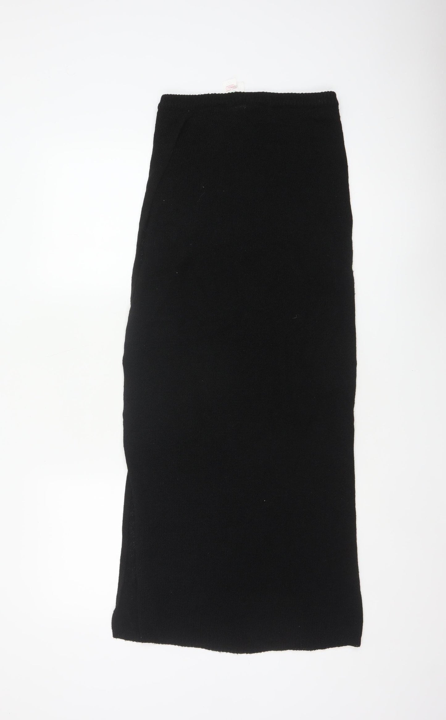 New Look Women Black S Long Rib Knit Stretch Pencil Maxi Skirt