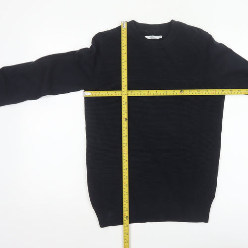 Joules Women’s Black XS Cotton Crew Neck Tight-Knit Pullover Jumper