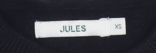 Joules Women’s Black XS Cotton Crew Neck Tight-Knit Pullover Jumper