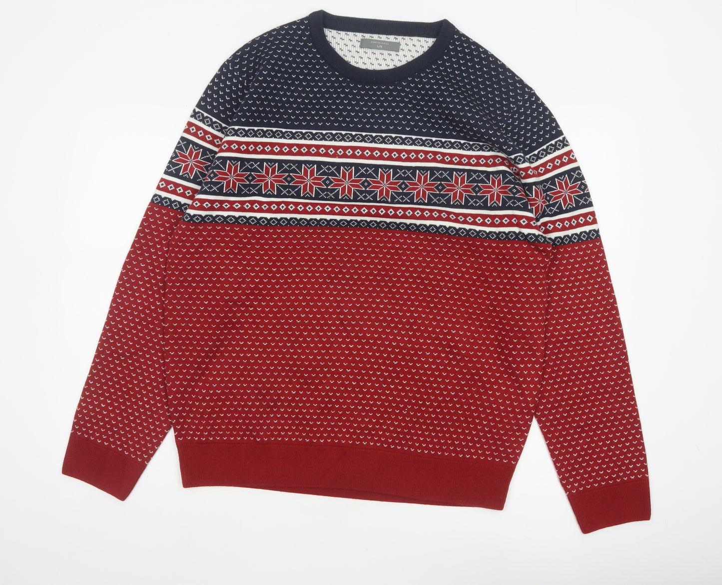 Denver Hayes Men’s Red L Fair Isle Christmas Crew Neck Pullover Jumper