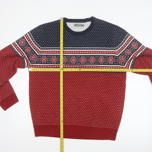 Denver Hayes Men’s Red L Fair Isle Christmas Crew Neck Pullover Jumper