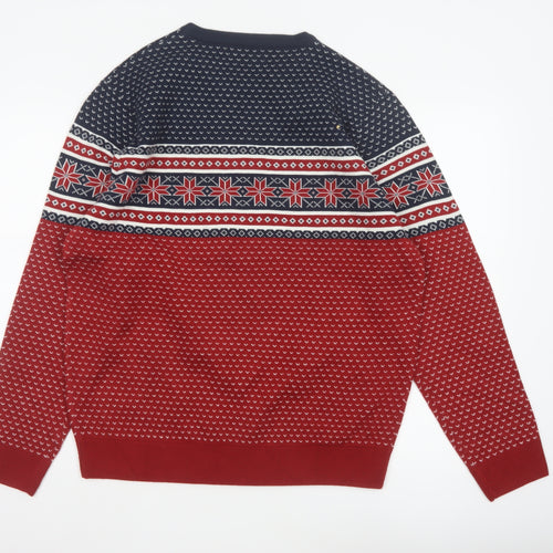 Denver Hayes Men’s Red L Fair Isle Christmas Crew Neck Pullover Jumper