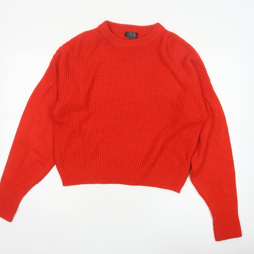 Topshop Women’s Red UK 6 Chunky Knit Crew Neck Pullover Jumper