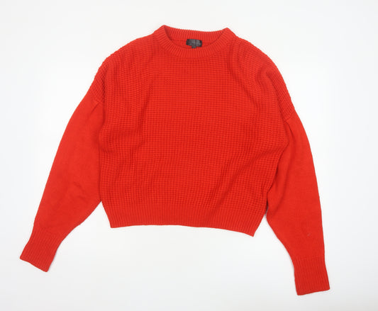 Topshop Women’s Red UK 6 Chunky Knit Crew Neck Pullover Jumper