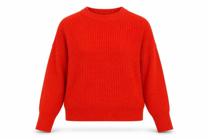 Topshop Women’s Red UK 6 Chunky Knit Crew Neck Pullover Jumper