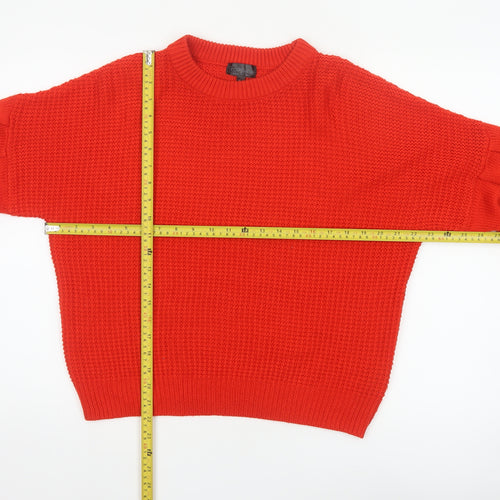 Topshop Women’s Red UK 6 Chunky Knit Crew Neck Pullover Jumper