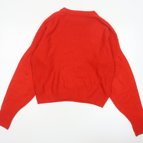 Topshop Women’s Red UK 6 Chunky Knit Crew Neck Pullover Jumper