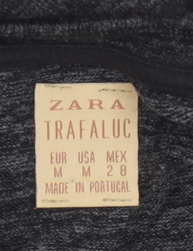 Zara Trafaluc Women Black M Cropped Jersey Knit Raglan Short Sleeve Top