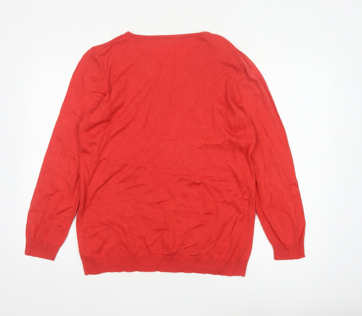 Damart Women Red UK 20 Sequin Starburst Round Neck Knit Jumper