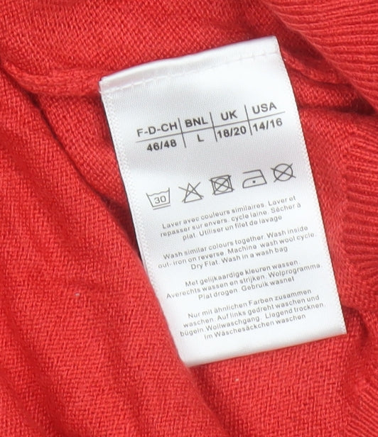 Damart Women Red UK 20 Sequin Starburst Round Neck Knit Jumper