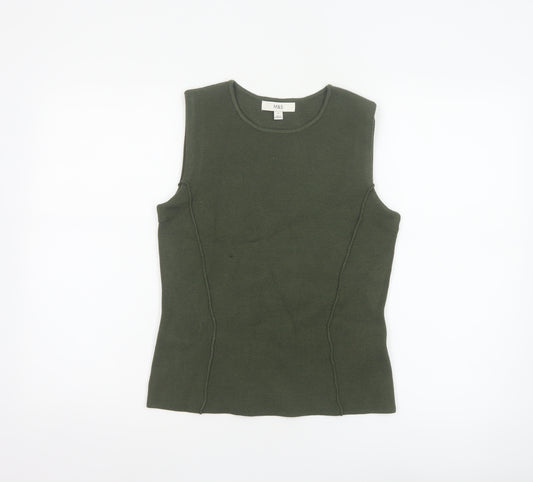 Marks and Spencer Women Green S Sleeveless Knit Tank Top Round Neck