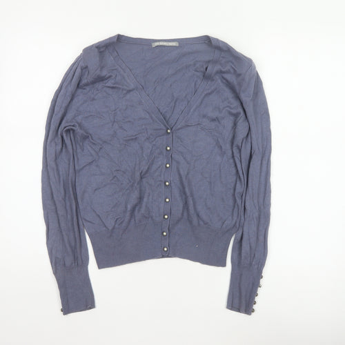 Marks & Spencer Women Blue UK 12 Merino V-Neck Button Cardigan