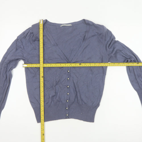 Marks & Spencer Women Blue UK 12 Merino V-Neck Button Cardigan