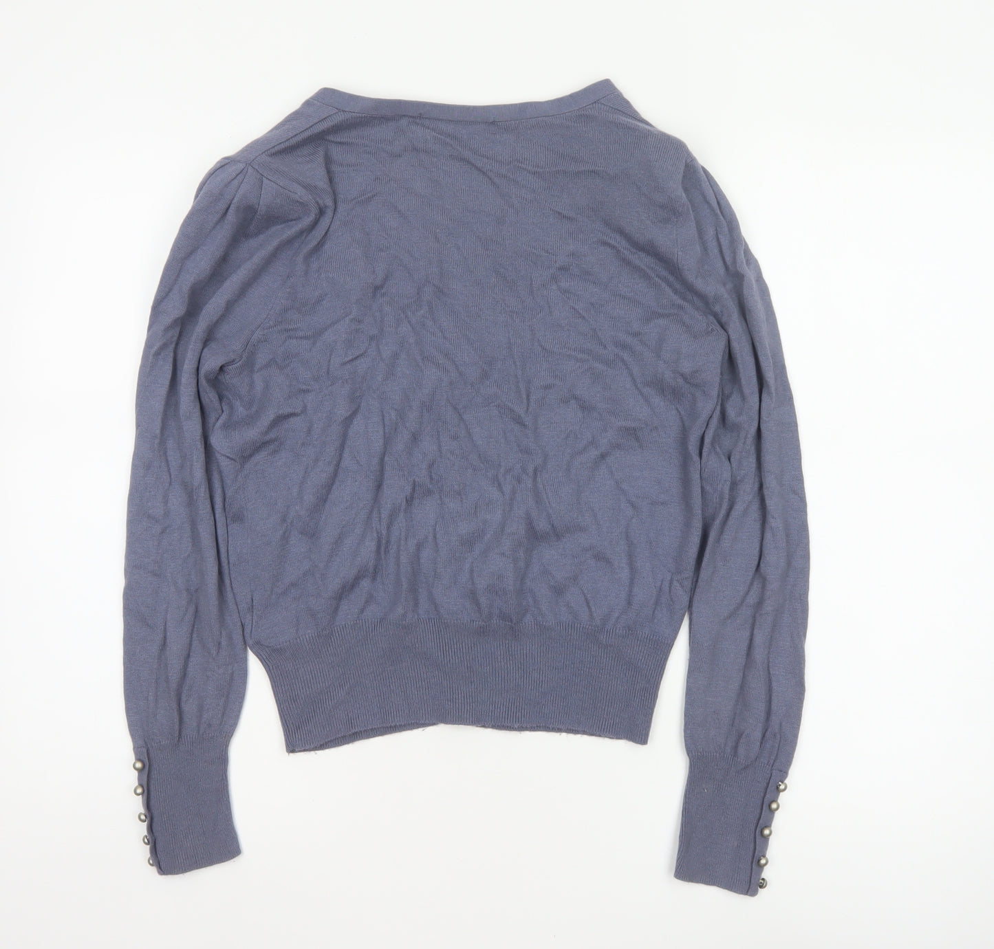Marks & Spencer Women Blue UK 12 Merino V-Neck Button Cardigan