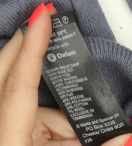 Marks & Spencer Women Blue UK 12 Merino V-Neck Button Cardigan